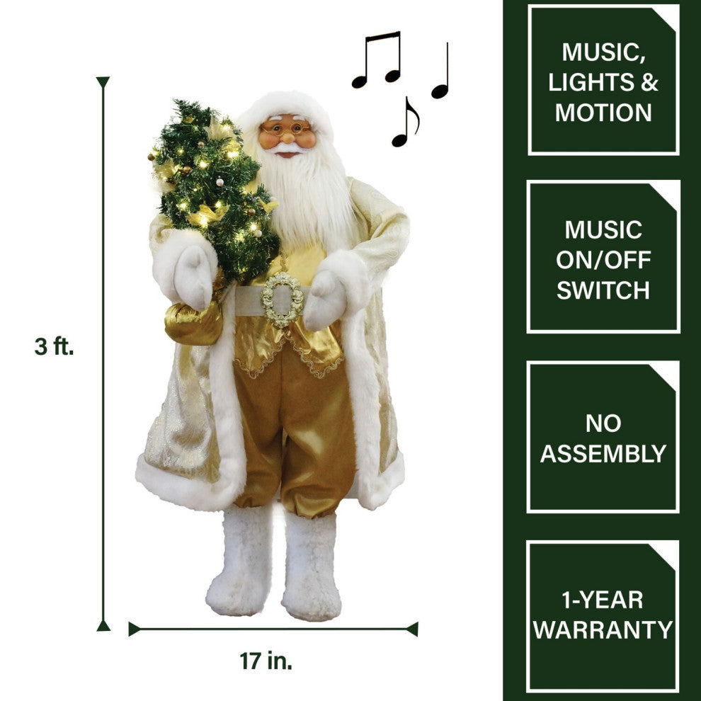 36" Music and Motion Santa With Christmas Tree