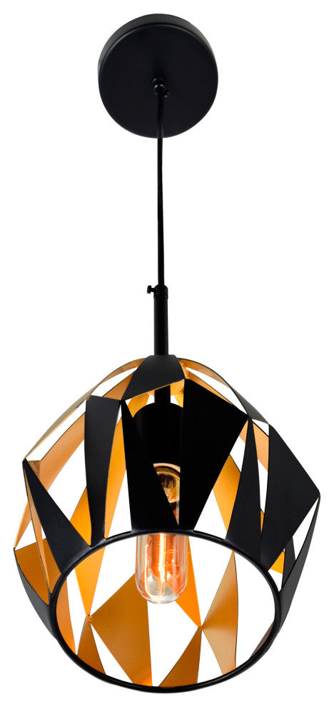 Oxide 1 Light Down Pendant With Black+Copper Finish