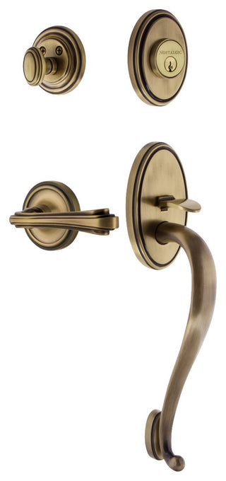 Classic Plate S Grip Entry Set Fleur Lever, Antique Brass, 2-3/4", Left