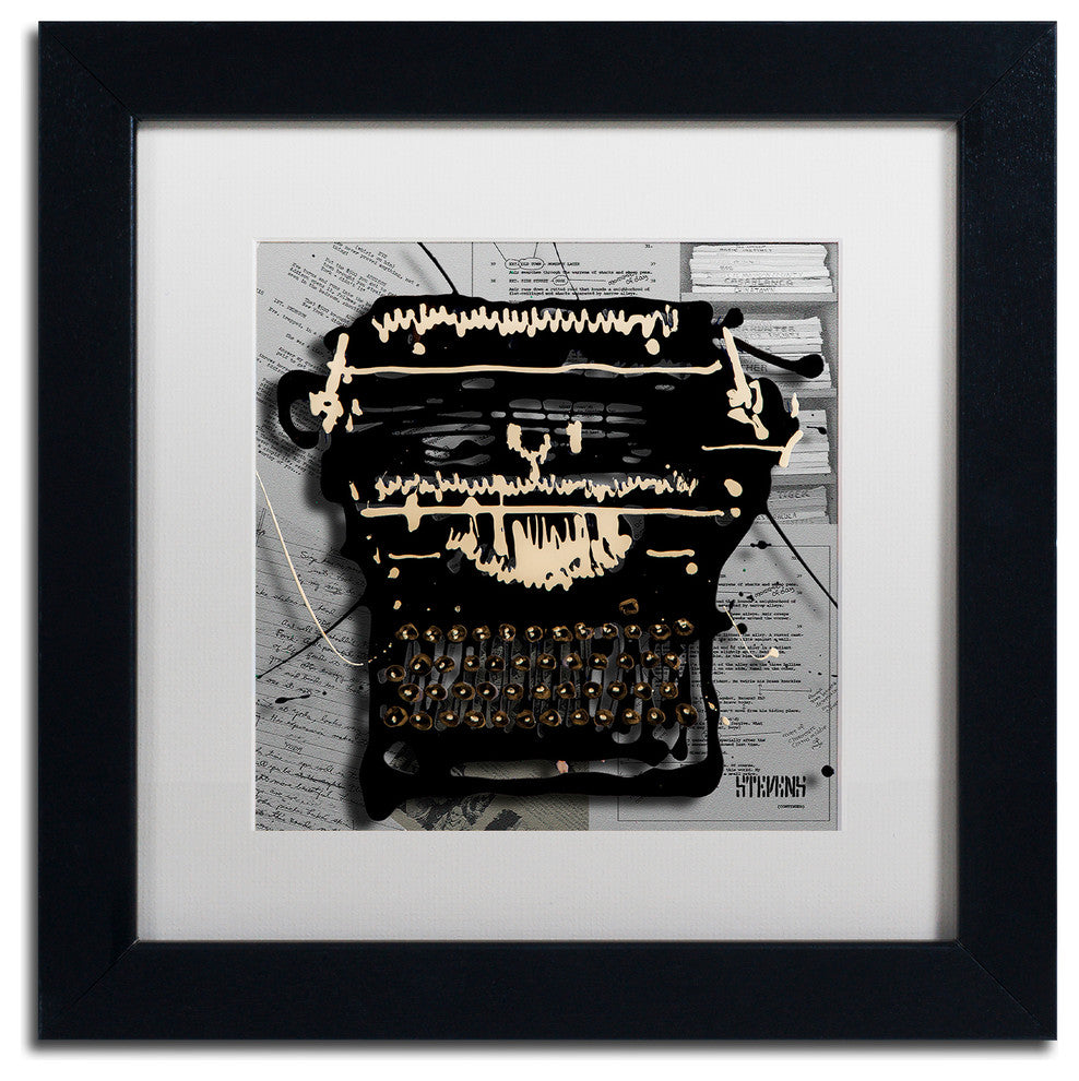 'Movie Typewriter' Matted Framed Canvas Art by Roderick Stevens