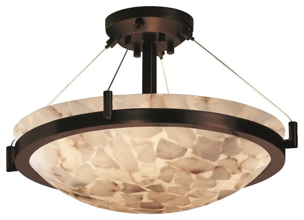 Alabaster Rocks Ring 18" Semi-Flush Bowl, Round, Dark Bronze, LED