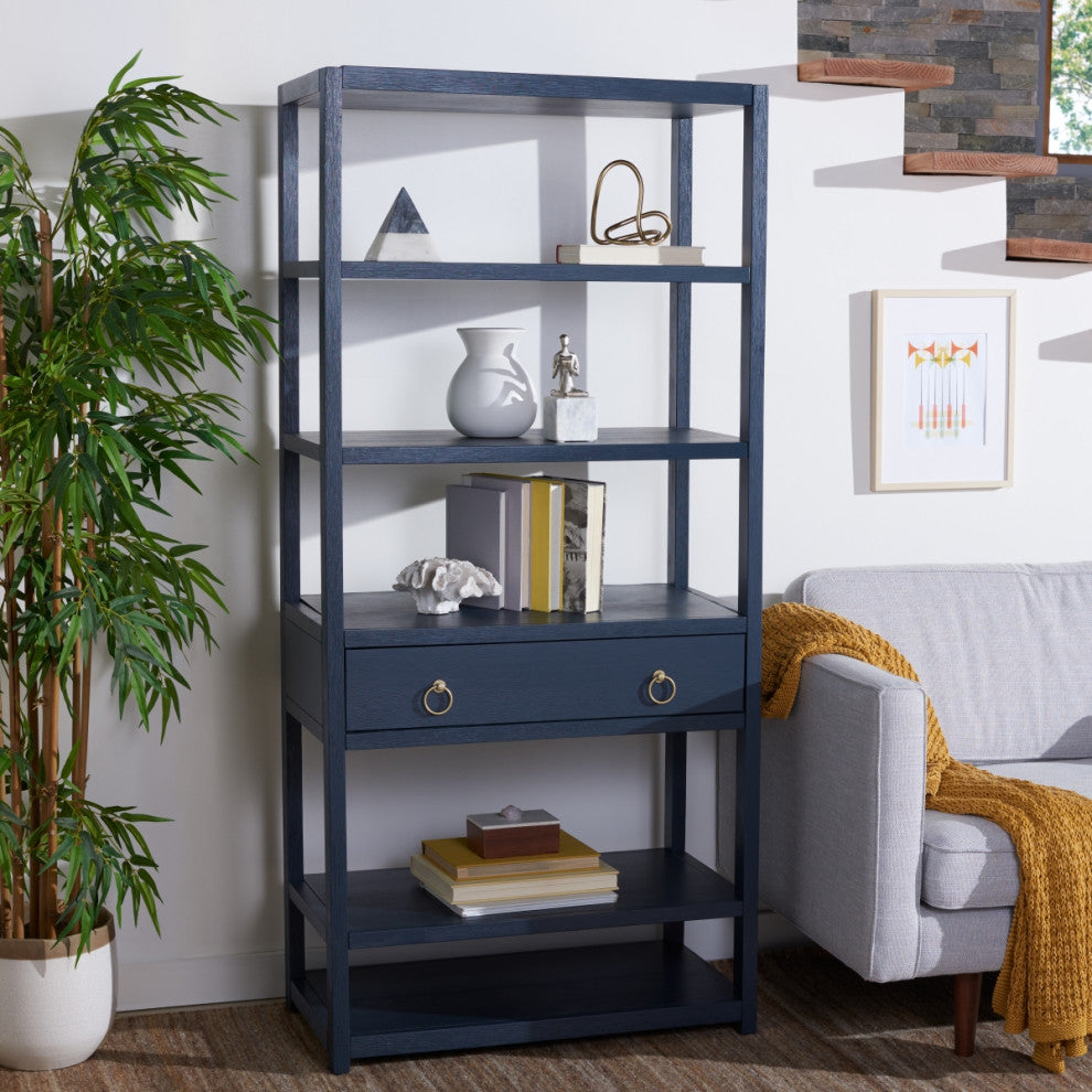 Safavieh Johni 1 Drawer 5 Shelf Etagere, Navy