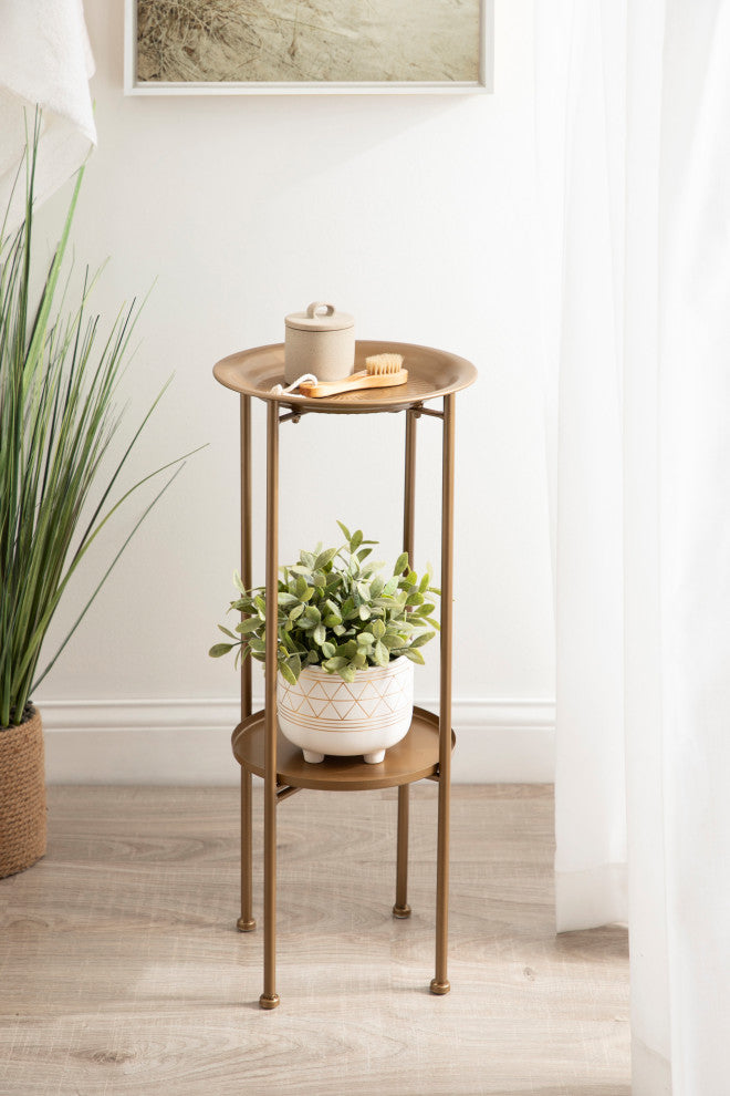 Mahdavi Plant Stand Table, Gold, 12x12x27