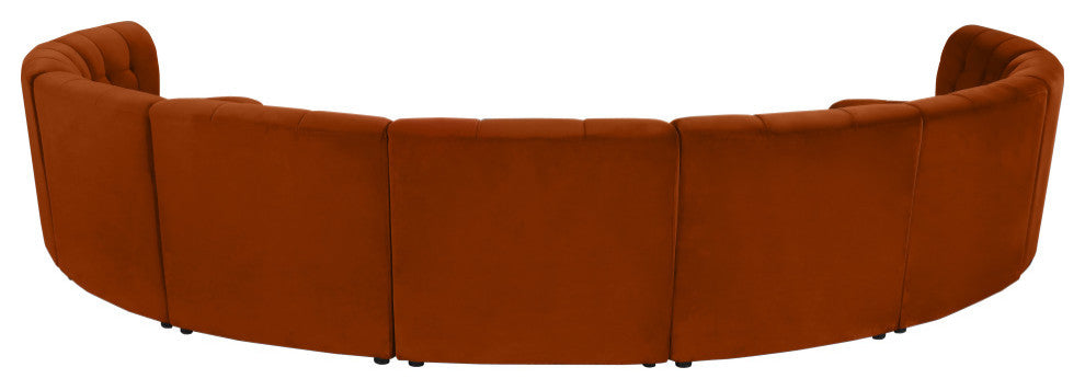 Limitless Velvet Upholstered 9-Piece Modular Sectional, Cognac