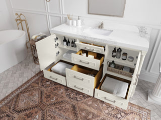 Aberdeen 60" Single Bathroom Vanity, Alabaster 2" Calacatta Nuvo