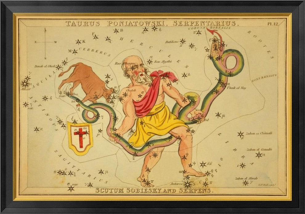 Taurus Poniatowski, Serpentarius, Scutum Sobiesky, And Serpens, 1825, 40"x28"