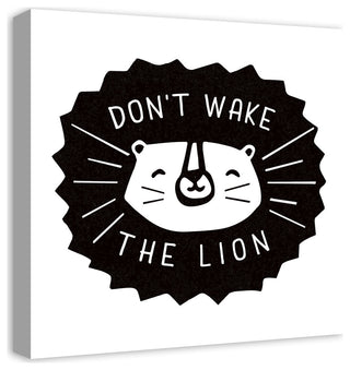 Don't Wake The Lion Black 20x20 Canvas Wall Art