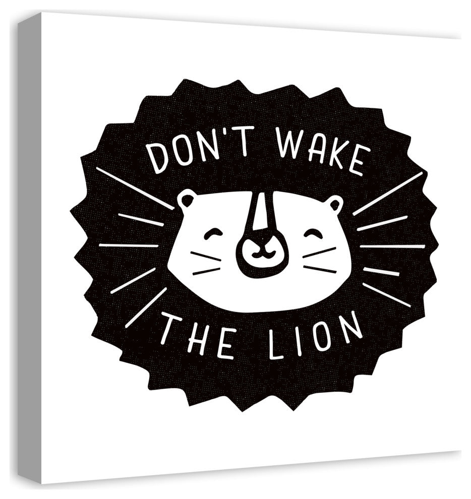 Don't Wake The Lion Black 20x20 Canvas Wall Art
