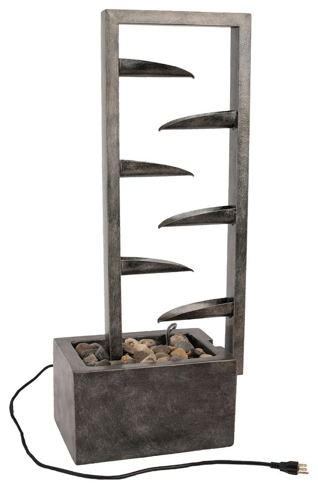 Pure Garden 7-Tier Modern Metal And Concrete Water Fountain