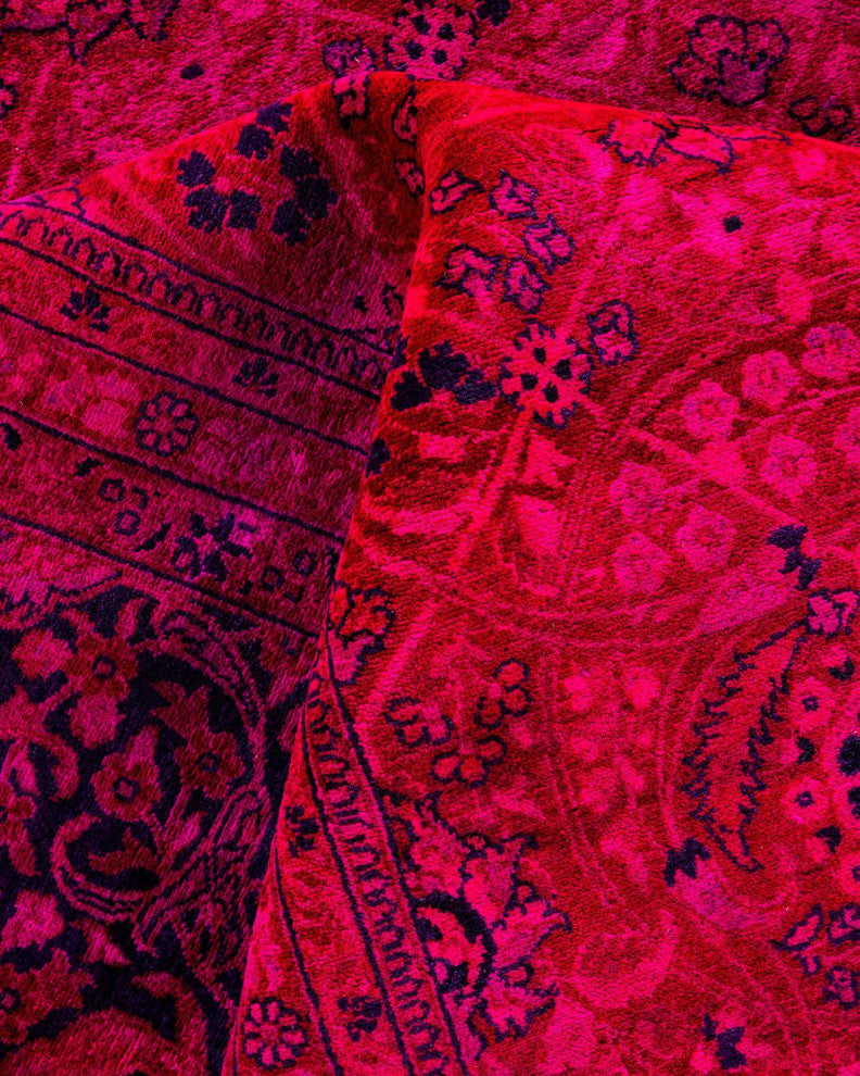 Overdyed, One-of-a-Kind Hand-Knotted Area Rug Pink, 8'1"x14'1"