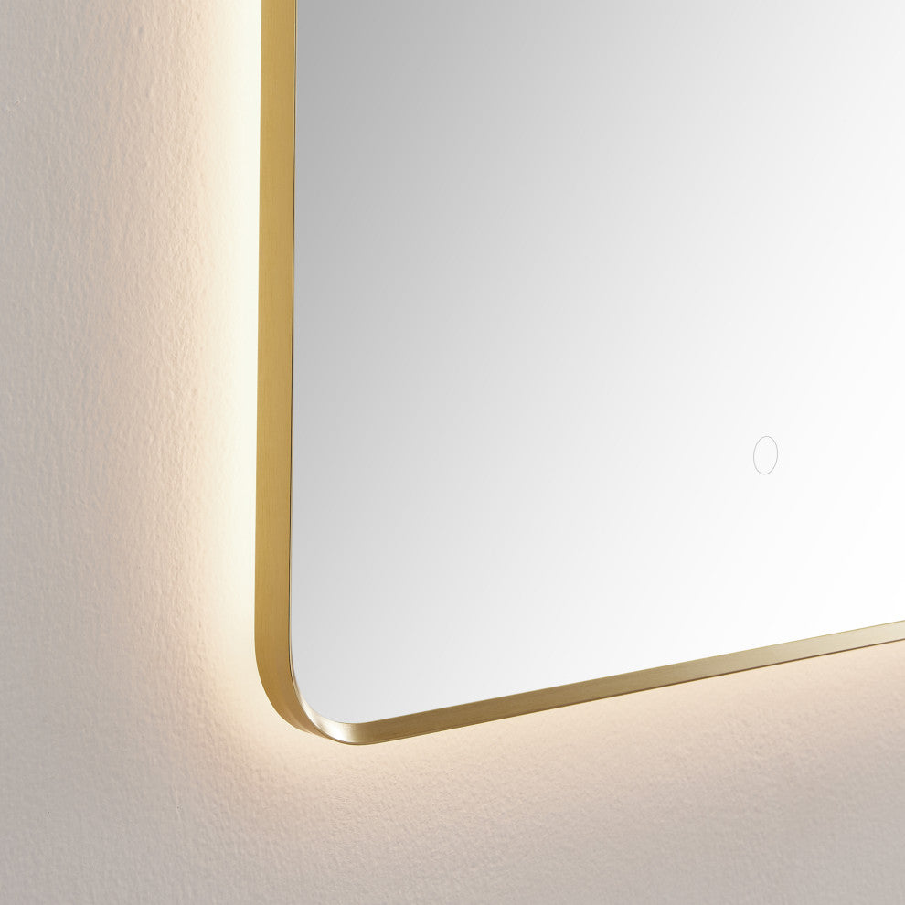 Starlit Domed Bathroom/Vanity LED Wall Mirror, Brushed Gold, 24"