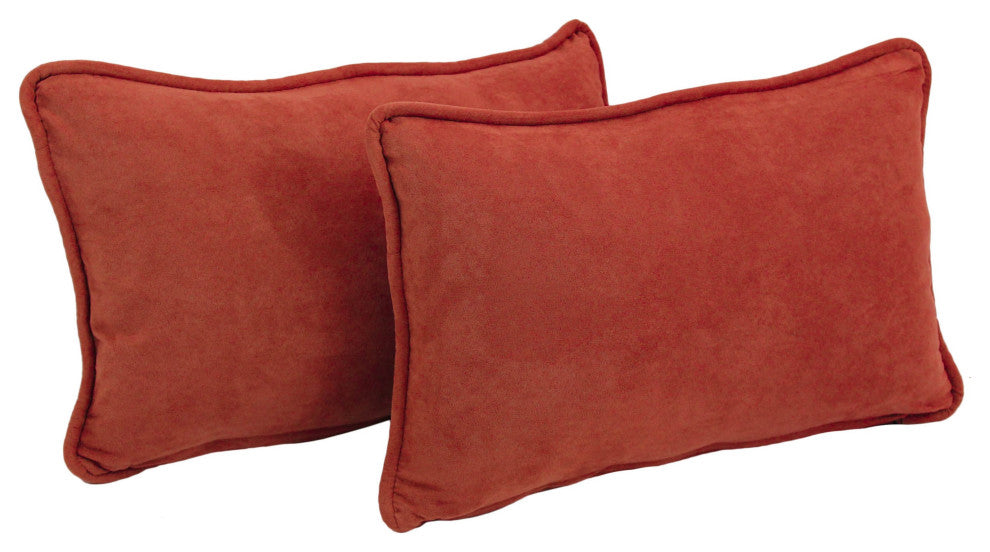 20"X12" Double-Corded Microsuede Back Support Pillows Set of 2, Cardinal Red