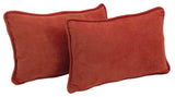 20"X12" Double-Corded Microsuede Back Support Pillows Set of 2, Cardinal Red