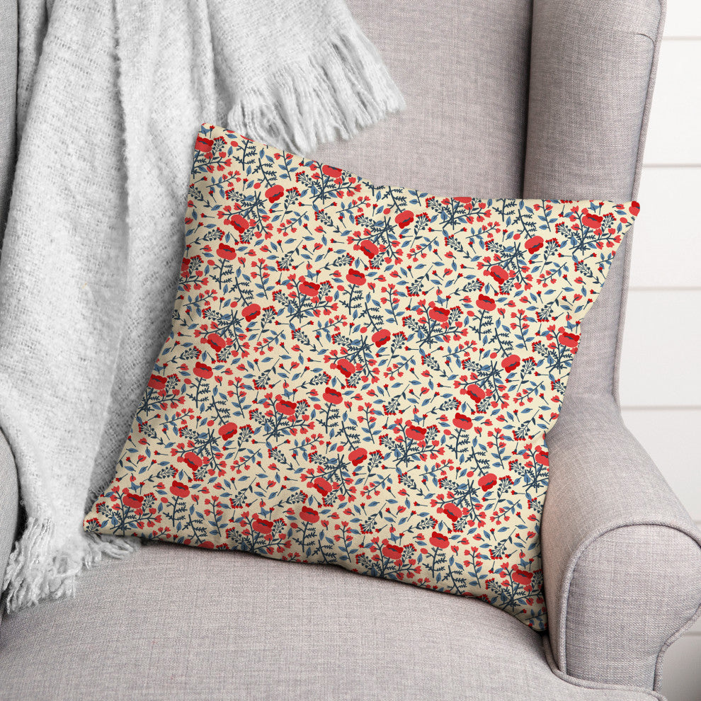 Patriotic Florals 20 x 20 Spun Poly Pillow