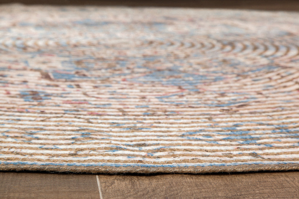 Round Damavand Distressed Area Rug, 4' Round