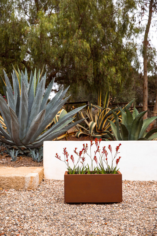 Metallic Series Corten Steel Long Box Planter, Small