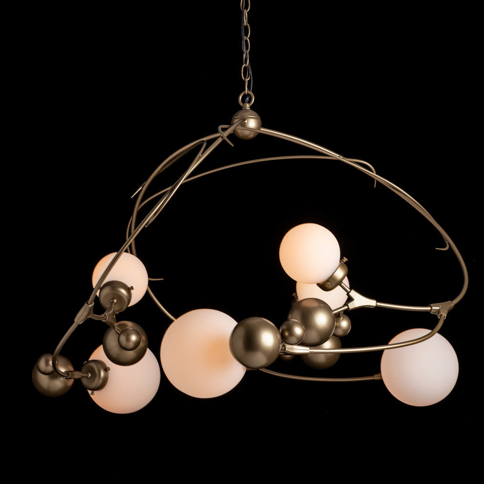 Sprig Circular Pendant, Soft Gold Finish, Opal Glass