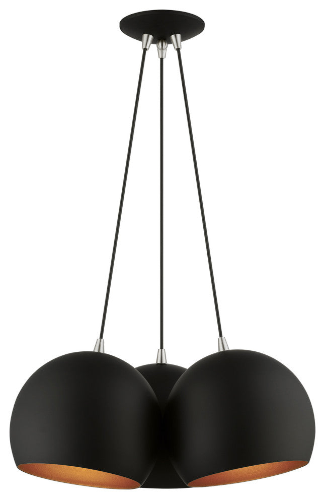 Livex Lighting 3 Light Black Globe Pendant