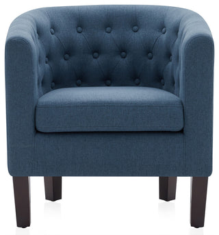 Upholstered Tufted Barrel Chair Roll Armrest Accent Chair, Navy Blue