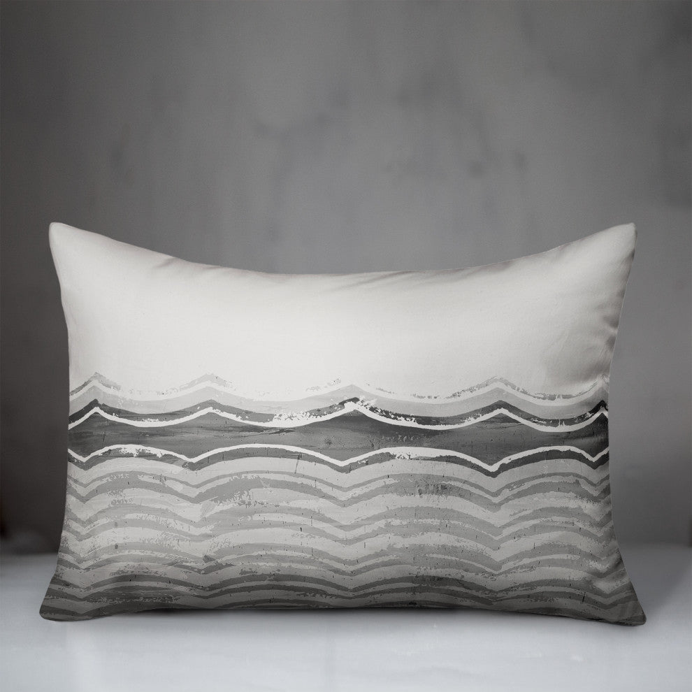 Abstract Gray Waves 14x20 Spun Poly Pillow