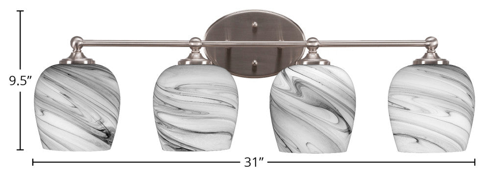 Capri 4-Light Bath Bar, Brushed Nickel/Onyx Swirl