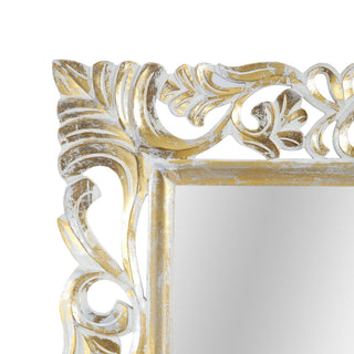 Sarah Traditional Standing Mirror With Floral Carved Frame