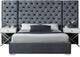 Grande Velvet Bed, Gray, Queen
