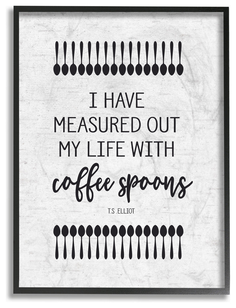 Measured Life with Coffee Spoons Subtle Birch Typography Framed Giclee, 16"x20"