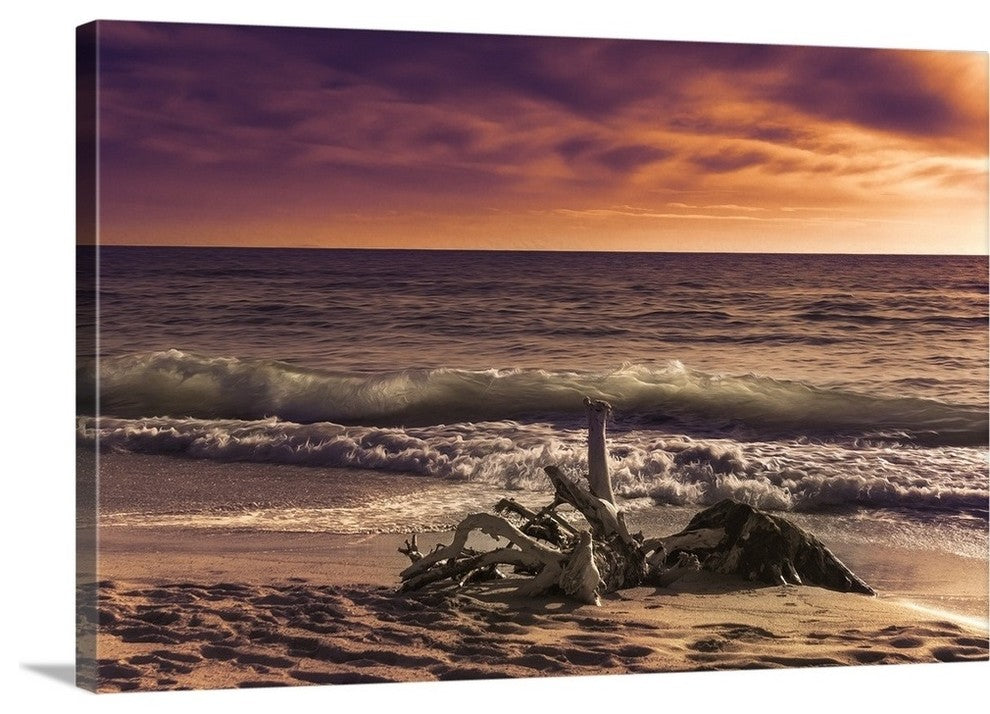 "Sunset From The Beach" Wrapped Canvas Art Print, 24"x16"x1.5"