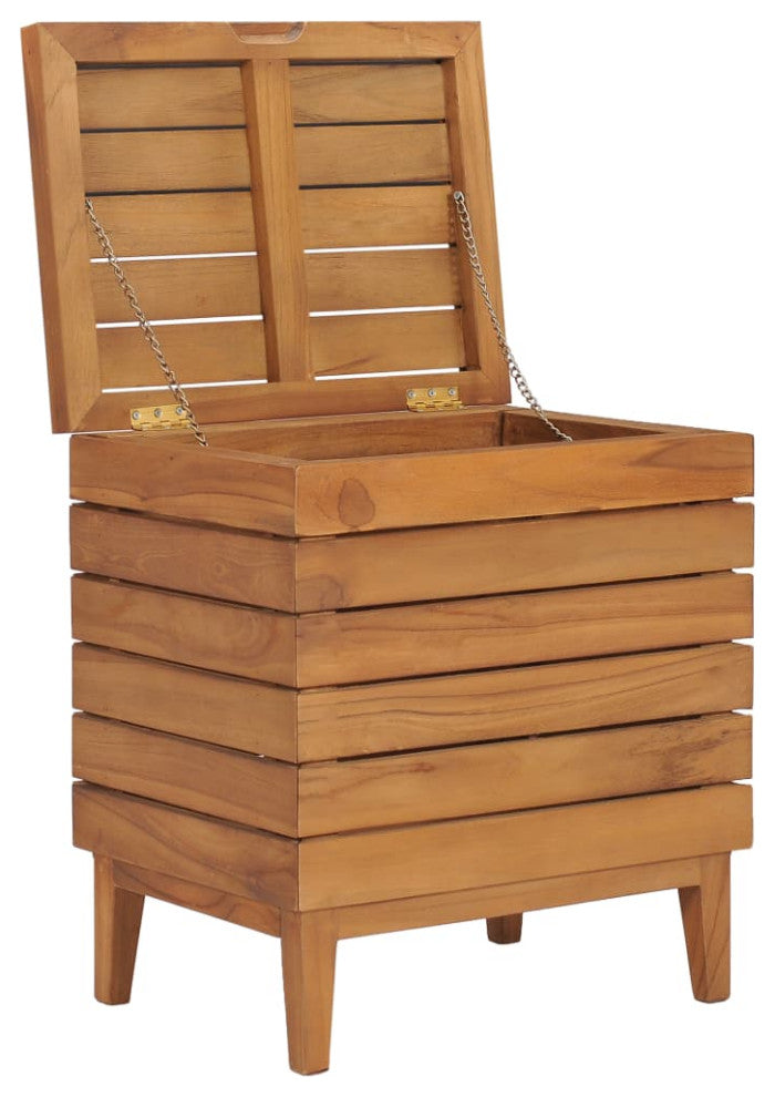 vidaXL Solid Teak Wood Laundry Basket 15.7"x11.8"x17.7" Wooden Clothes Box