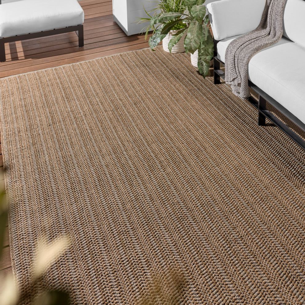 Jaipur Living Elmas Handmade Indoor/Outdoor Striped Tan/Gray Area Rug 8'X10'