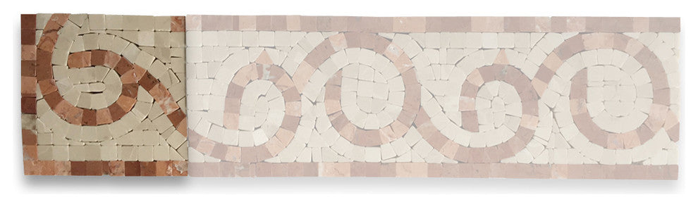 Marble Mosaic Border Decorative Accent Tile Vine Rojo 4x4 Polished, 1 piece