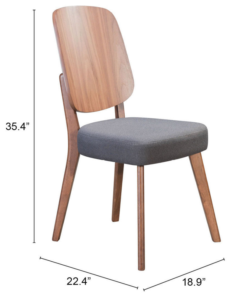 Alberta Dining Chair, Set of 2 Walnut & Dark Gray