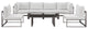 Modway Fortuna 7 Piece Outdoor Patio Sectional Sofa Set, Brown White