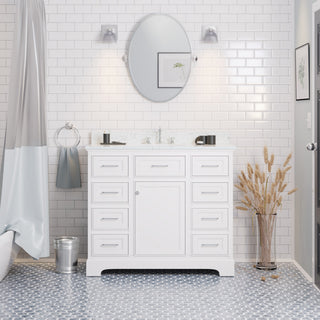 Aria 42" Bathroom Vanity, White, Engineered Marble