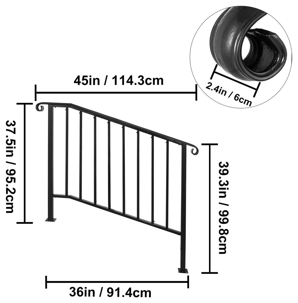 Vevor Handrails for Outdoor Steps, Fit 3 or 4 Steps