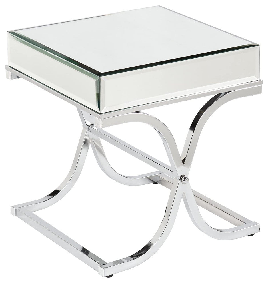Mirrored, End Table, Chrome