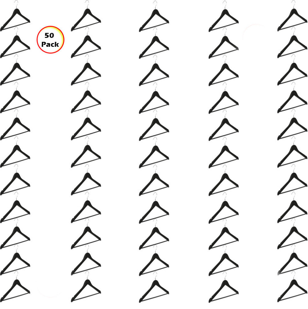 Abs plastic Clothes/Suit Hangers, Perfect for Dresses Blouses&Pants, Shirts, Black, 50-Pack