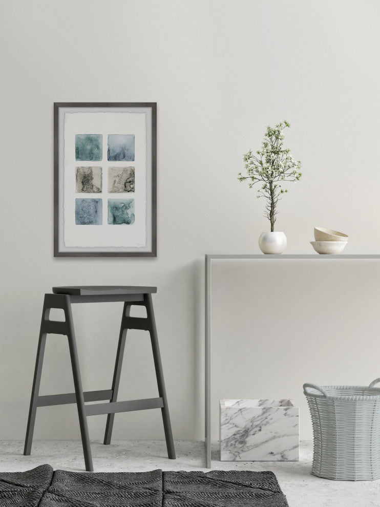 "Dark Shaded Squares" Framed Painting Print, 12"x18"