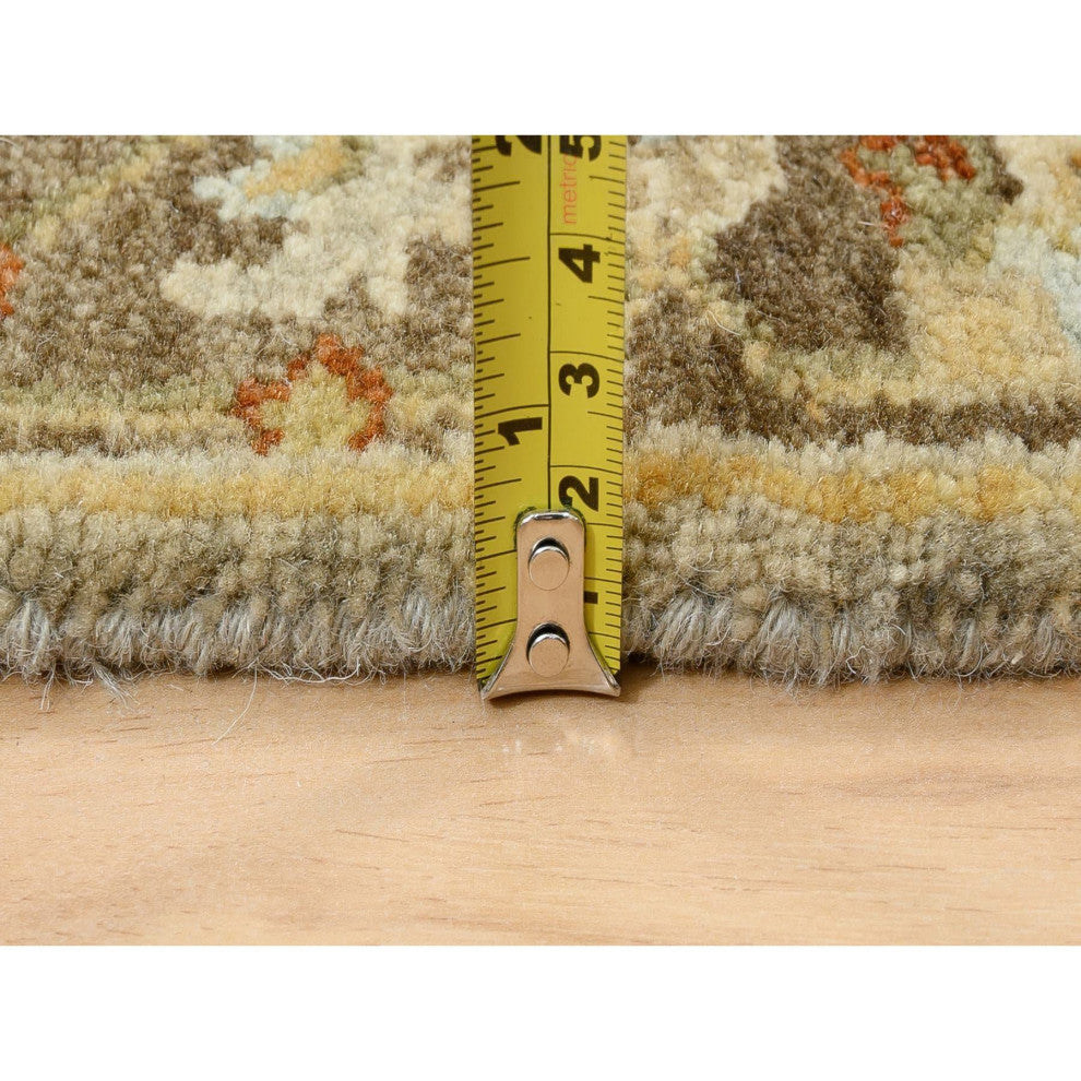 Beige Karijihooz Design, Hand Knotted, Soft Wool Oriental Rug, 2'7" x 12'1"