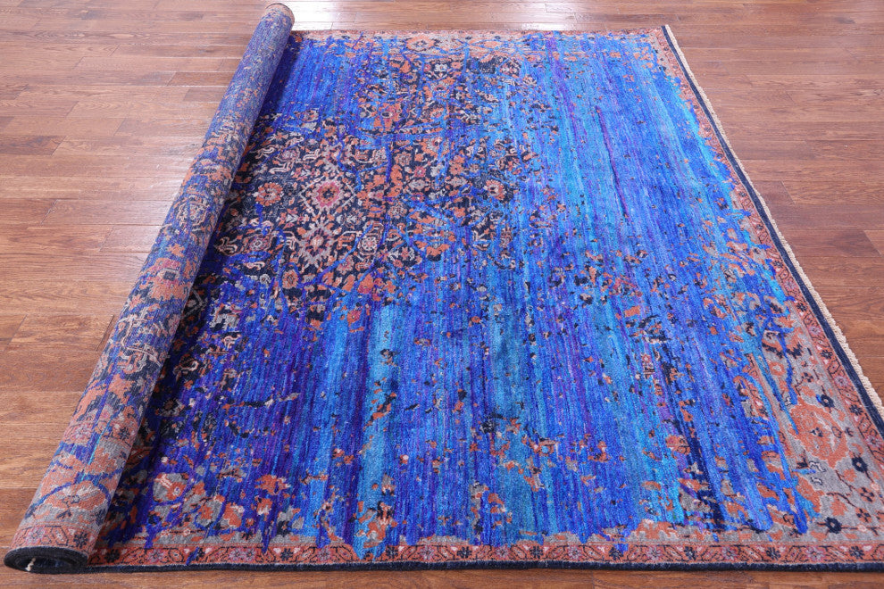 8' 2" X 9' 11" Modern Fine Serapi Hand Knotted Wool & Silk Rug - Q13502