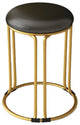 Nordic Suede and Leather Stacked Dining Round Stool, Black, Leather