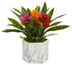 Bromeliad Artificial Plant in Marble Finished Vase, Assorted