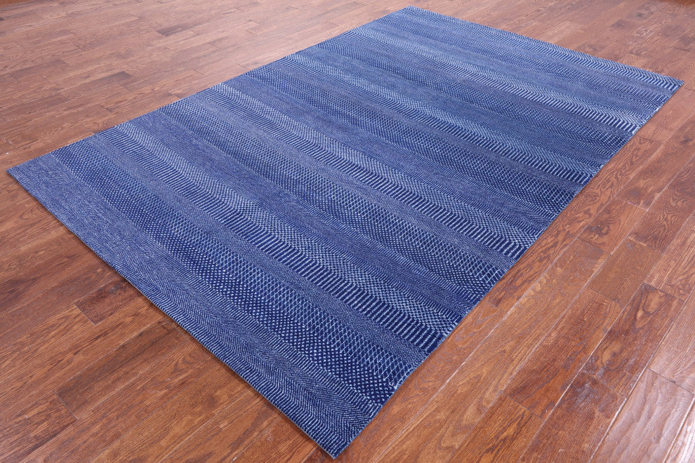 5' 11" X 9' 1" Wool and Silk Savannah Grass Handmade Rug Q11389