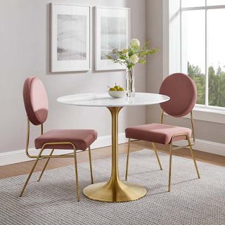Lippa 36" Round Dining Table, Gold White