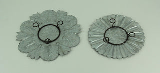 Distressed Embossed Tin Flower Decorative Wall Plaque Set of 2