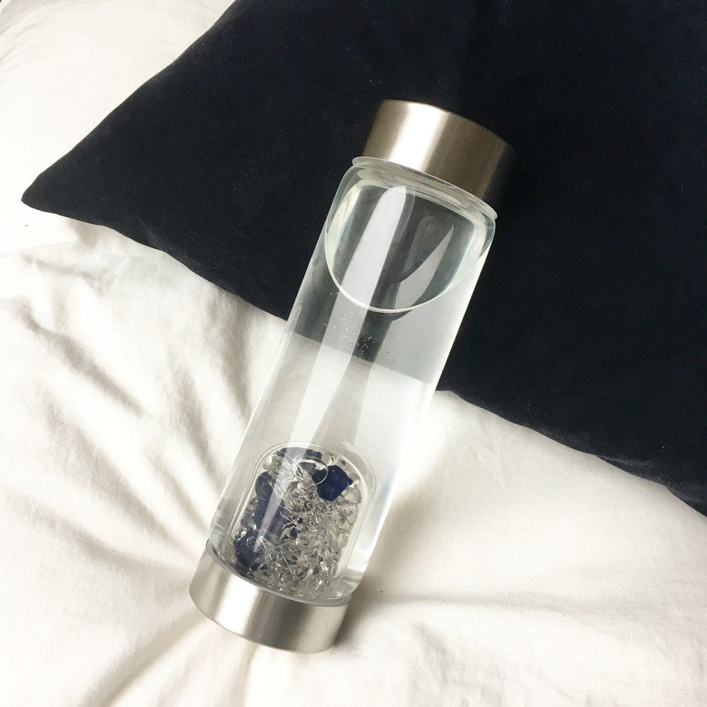 Water Bottle, VitaJuwel ViA Gemwater Bottle, White Loop Caps, Balance