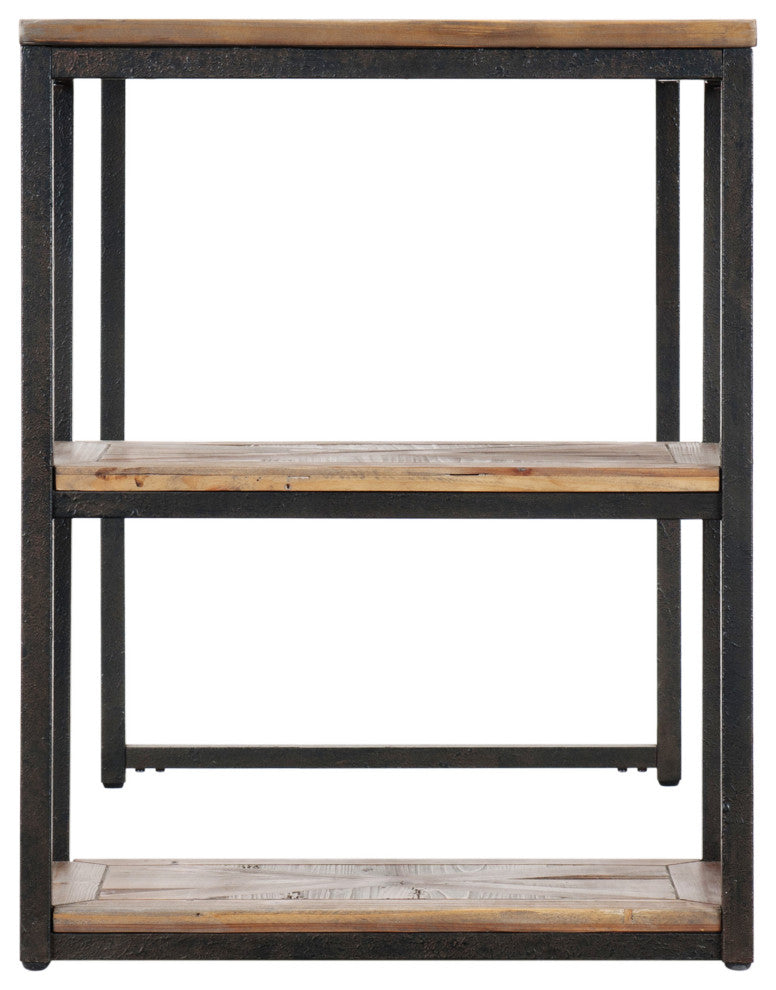 Kiara Reclaimed Wood Writing Desk, Rustic Black