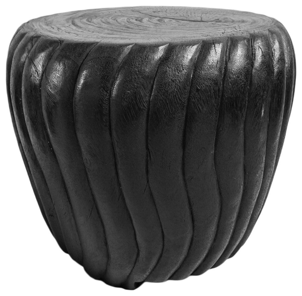 Black Stained Wood Swirl Stool