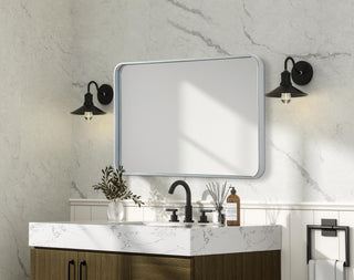 Home Living Contour Metal Rectangle Mirror 24x36, Silver